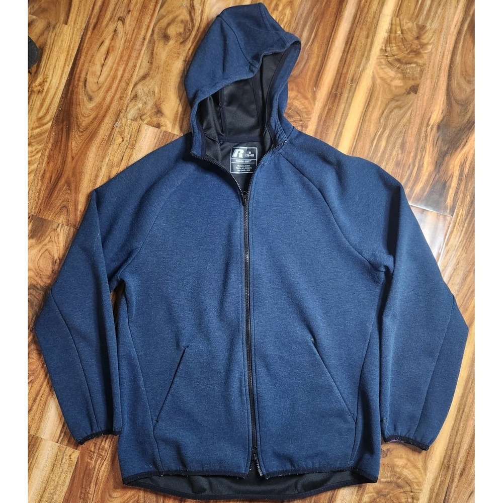 Russell Men's Full Zip Fleece Hoodie w/ Pockets‎ Blue Solid Size M